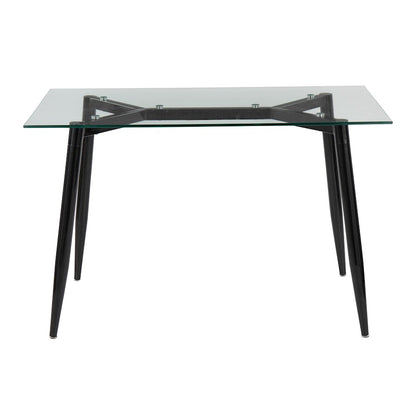 LumiSource Clara Table | Black Metal & Clear Glass | Living Room & Office Accent Table | 47 x 28 x 30 in | Model OFD-CLARABKCL