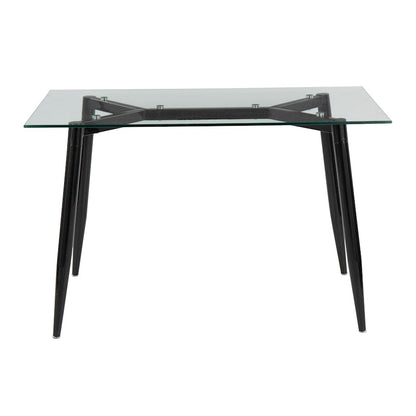 LumiSource Clara Table | Black Metal & Clear Glass | Living Room & Office Accent Table | 47 x 28 x 30 in | Model OFD-CLARABKCL