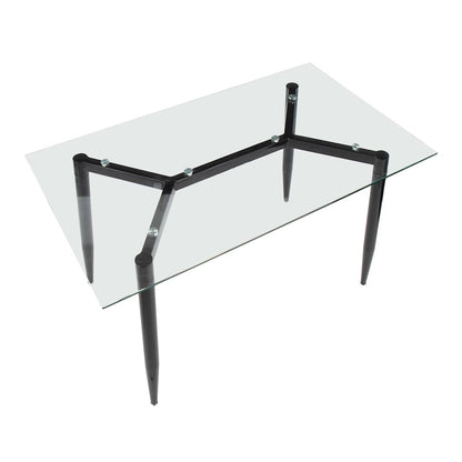 LumiSource Clara Table | Black Metal & Clear Glass | Living Room & Office Accent Table | 47 x 28 x 30 in | Model OFD-CLARABKCL