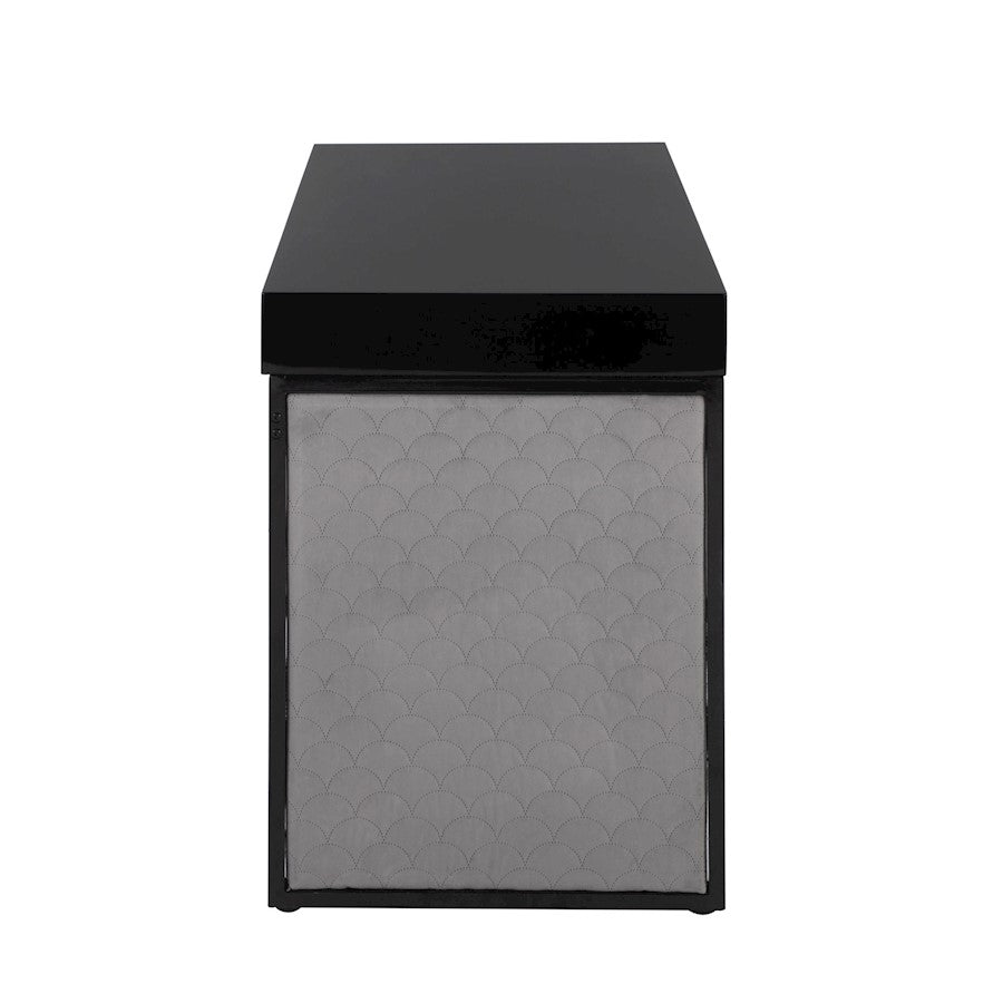LumiSource Drift Upholstered Desk | Black Steel & Silver Velvet | Home Office & Study Desk | 43 x 22 x 30 in | Model OFD-DRIFTUPBKBKSV