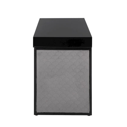 LumiSource Drift Upholstered Desk | Black Steel & Silver Velvet | Home Office & Study Desk | 43 x 22 x 30 in | Model OFD-DRIFTUPBKBKSV
