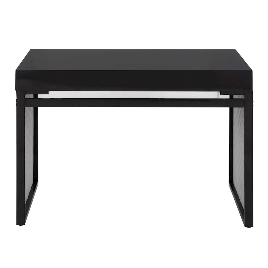 LumiSource Drift Upholstered Desk | Black Steel & Silver Velvet | Home Office & Study Desk | 43 x 22 x 30 in | Model OFD-DRIFTUPBKBKSV