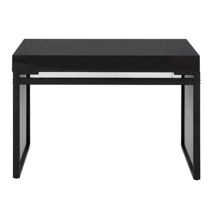 LumiSource Drift Upholstered Desk | Black Steel & Silver Velvet | Home Office & Study Desk | 43 x 22 x 30 in | Model OFD-DRIFTUPBKBKSV