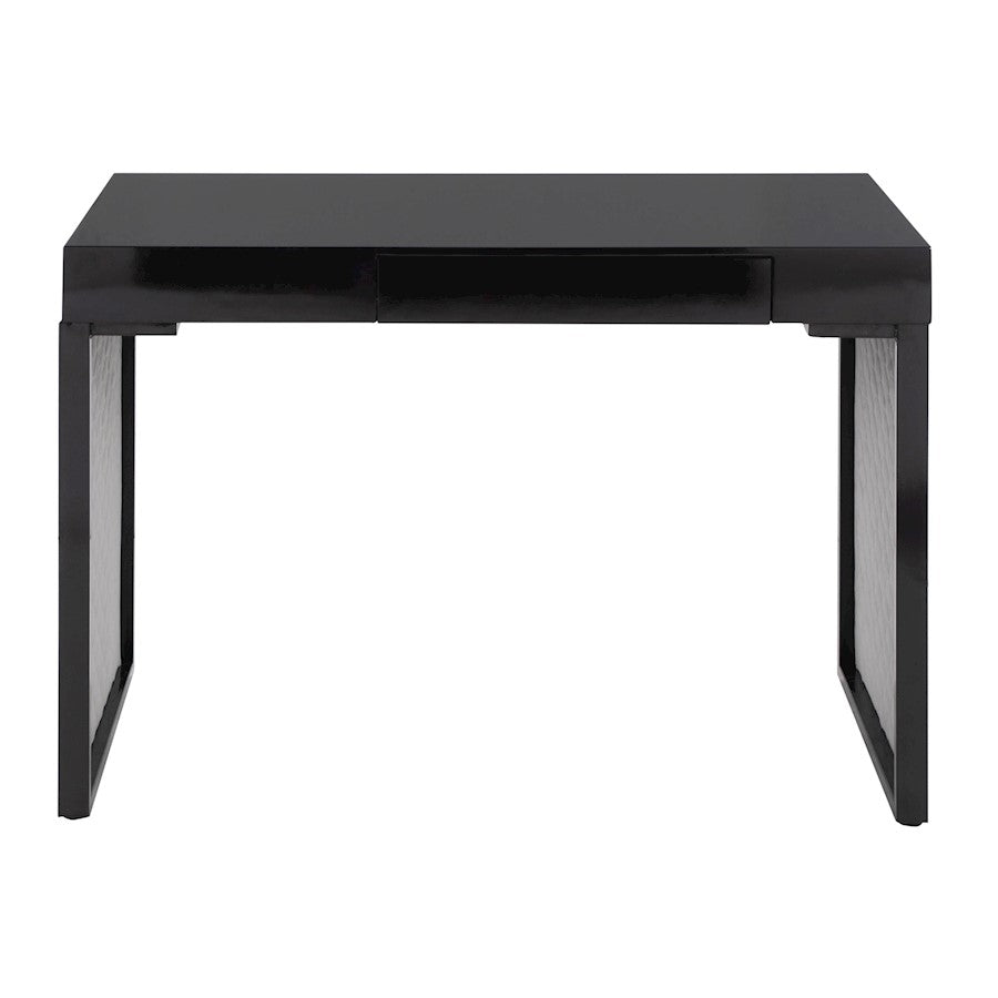 LumiSource Drift Upholstered Desk | Black Steel & Silver Velvet | Home Office & Study Desk | 43 x 22 x 30 in | Model OFD-DRIFTUPBKBKSV