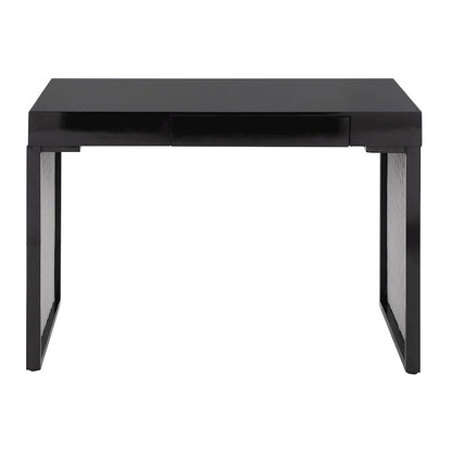 LumiSource Drift Upholstered Desk | Black Steel & Silver Velvet | Home Office & Study Desk | 43 x 22 x 30 in | Model OFD-DRIFTUPBKBKSV