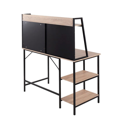 LumiSource Geo Shelf Desk | Black Steel & Natural MDF | Home Office & Study Desk with Shelves | 47 x 24 x 53 in | Model OFD-GEOSHFBKNA