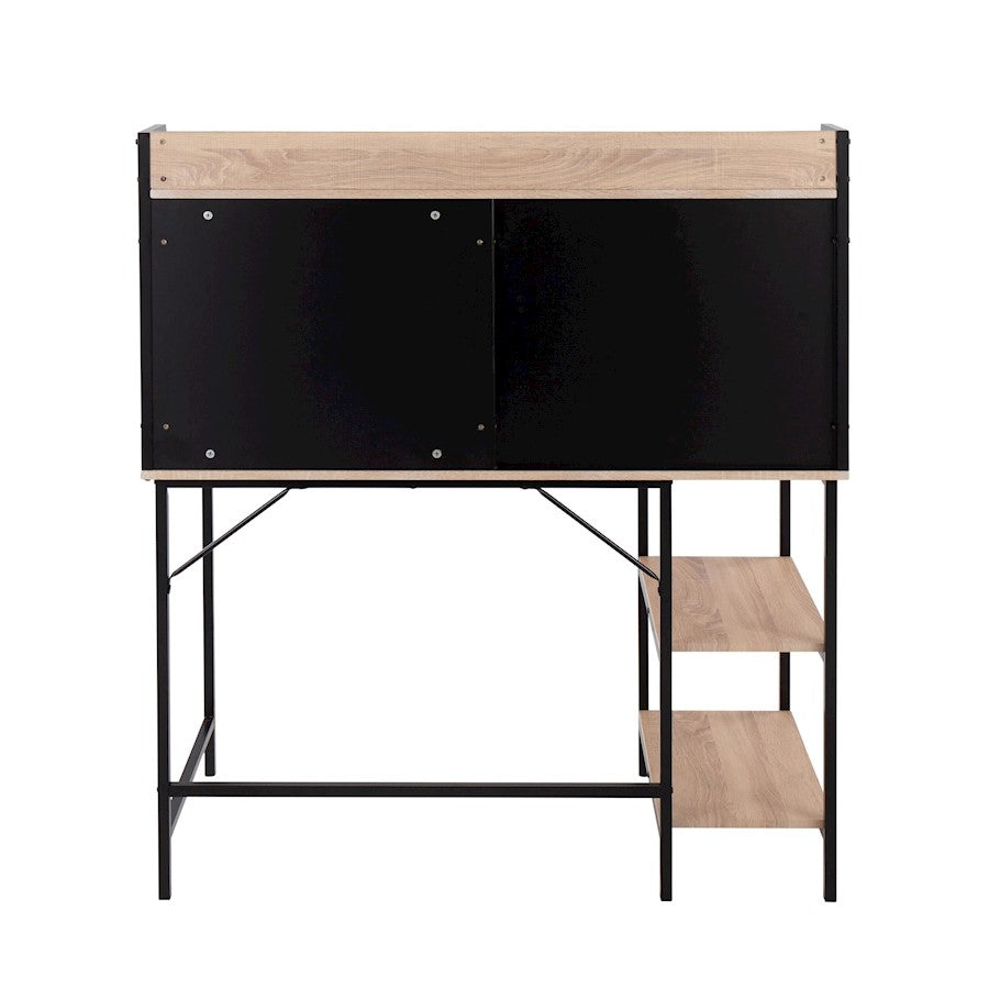 LumiSource Geo Shelf Desk | Black Steel & Natural MDF | Home Office & Study Desk with Shelves | 47 x 24 x 53 in | Model OFD-GEOSHFBKNA