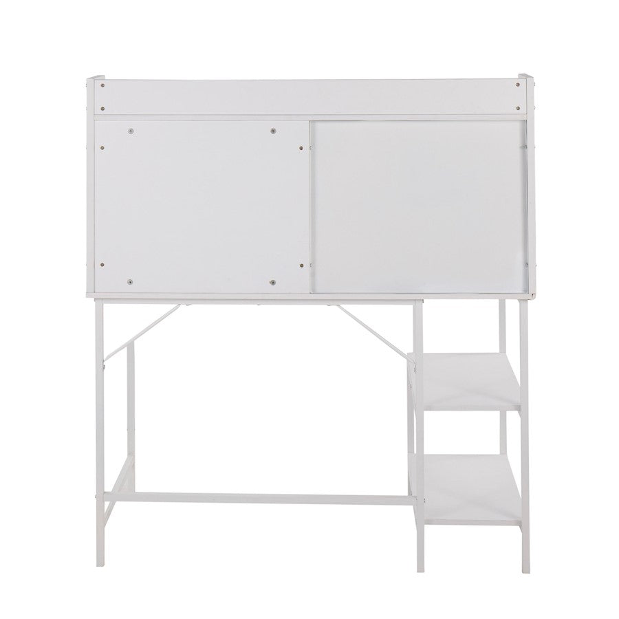 LumiSource Geo Shelf Desk 47in White Steel/White MDF | Contemporary Office Desk with Shelves | Home Office & Study | Model OFD-GEOSHFWW