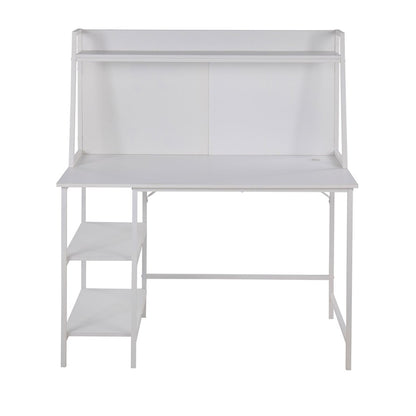 LumiSource Geo Shelf Desk 47in White Steel/White MDF | Contemporary Office Desk with Shelves | Home Office & Study | Model OFD-GEOSHFWW