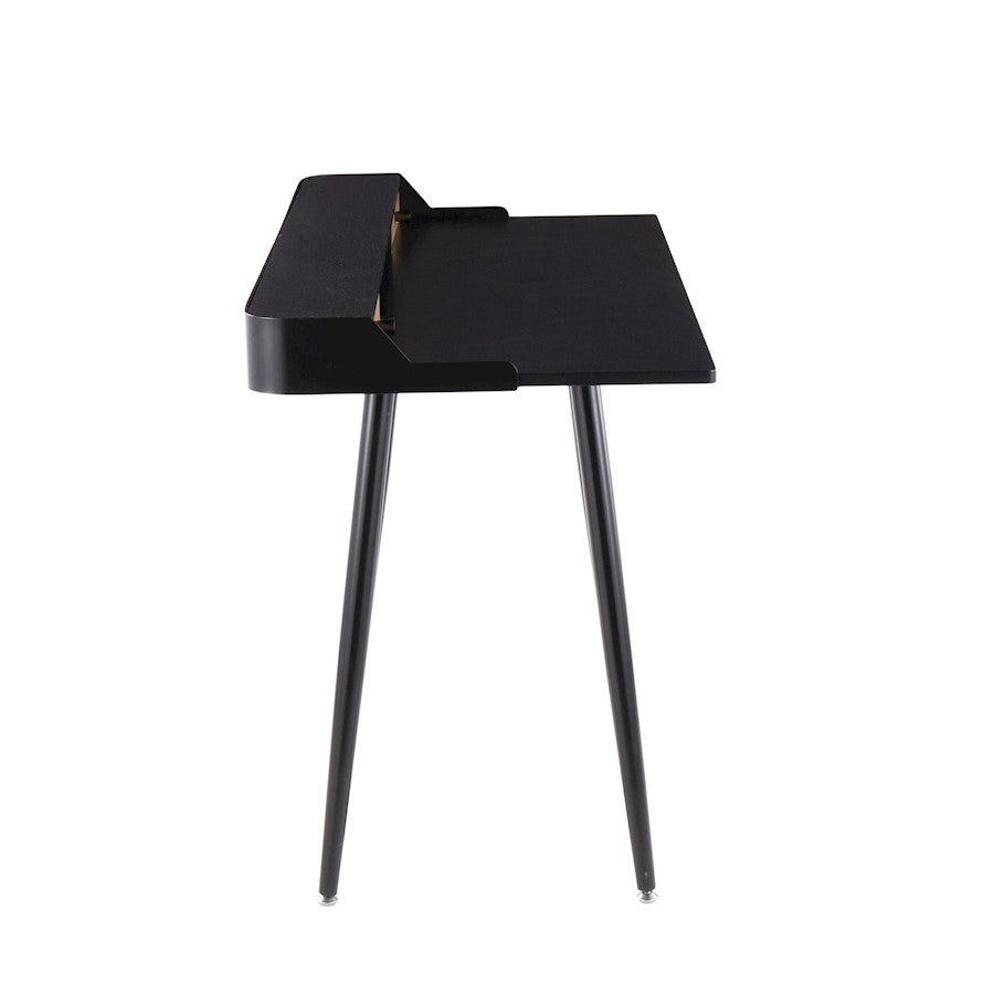 LumiSource Harvey Desk 48in Black Steel/Black Wood/Natural Wood | Mid-Century Modern Desk with Drawers | Home Office & Study | Model OFD-HRVYBKNA