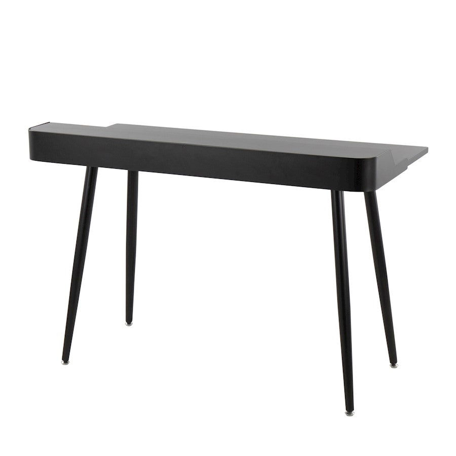 LumiSource Harvey Desk 48in Black Steel/Black Wood/Natural Wood | Mid-Century Modern Desk with Drawers | Home Office & Study | Model OFD-HRVYBKNA
