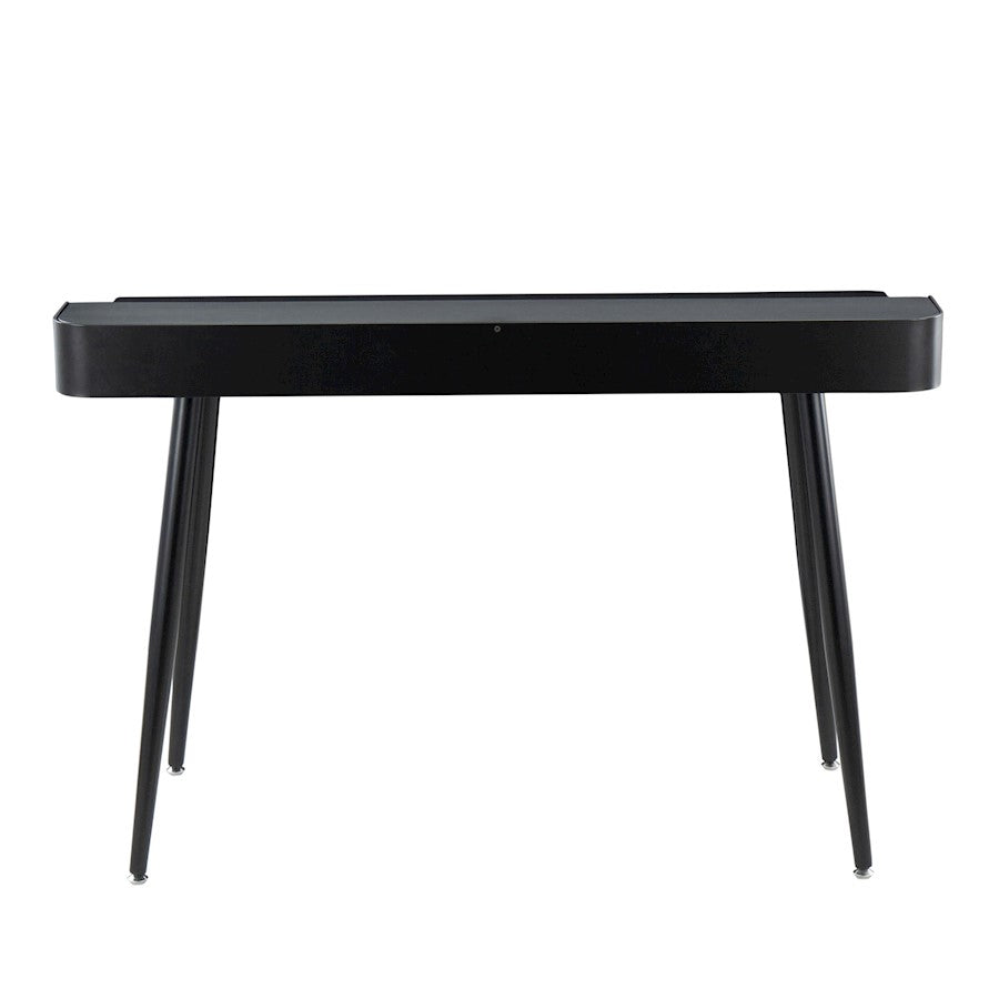 LumiSource Harvey Desk 48in Black Steel/Black Wood/Natural Wood | Mid-Century Modern Desk with Drawers | Home Office & Study | Model OFD-HRVYBKNA