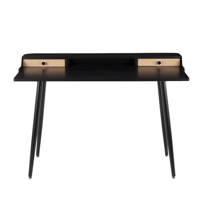 LumiSource Harvey Desk 48in Black Steel/Black Wood/Natural Wood | Mid-Century Modern Desk with Drawers | Home Office & Study | Model OFD-HRVYBKNA