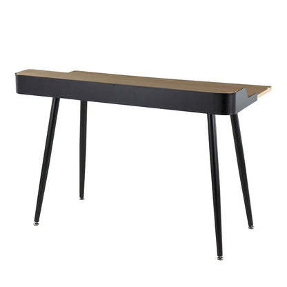 LumiSource Harvey Desk 48in Black Steel/Natural Wood/Black Wood/Nickel | Mid-Century Modern Desk with Drawers | Home Office | Model OFD-HRVYNABK