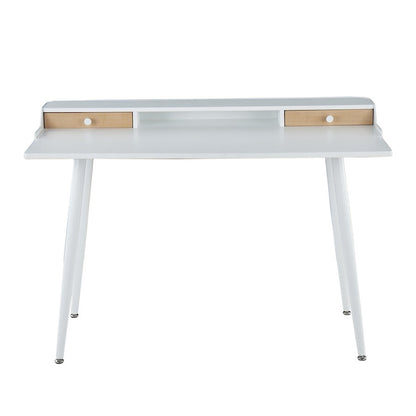 LumiSource Harvey Desk 48in W | Mid-Century White Steel & White Wood Top | Home Office & Study Desk | 48 x 24 x 33 in | Model OFD-HRVYWNA