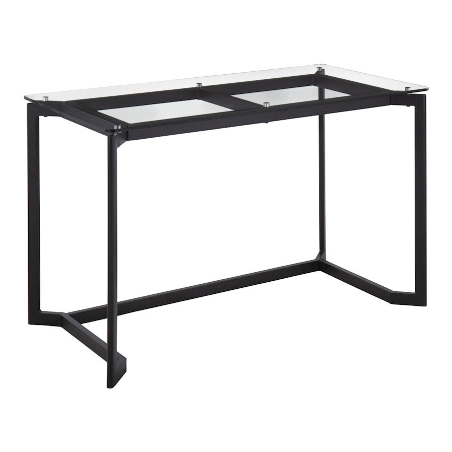 LumiSource Masters Office Desk 47in W | Modern Black Steel & Clear Glass Top | Home Office & Workspace Desk | 47 x 24 x 30 in | Model OFD-MSTRBKCL