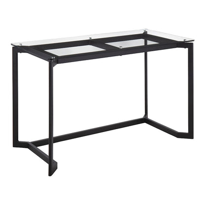 LumiSource Masters Office Desk 47in W | Modern Black Steel & Clear Glass Top | Home Office & Workspace Desk | 47 x 24 x 30 in | Model OFD-MSTRBKCL