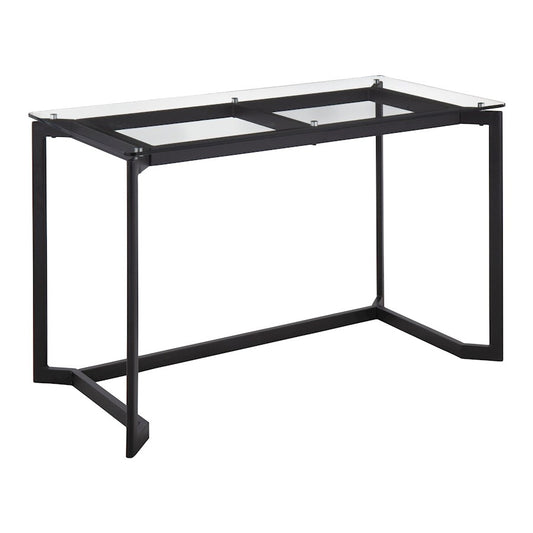 LumiSource Masters Office Desk 47in W | Modern Black Steel & Clear Glass Top | Home Office & Workspace Desk | 47 x 24 x 30 in | Model OFD-MSTRBKCL