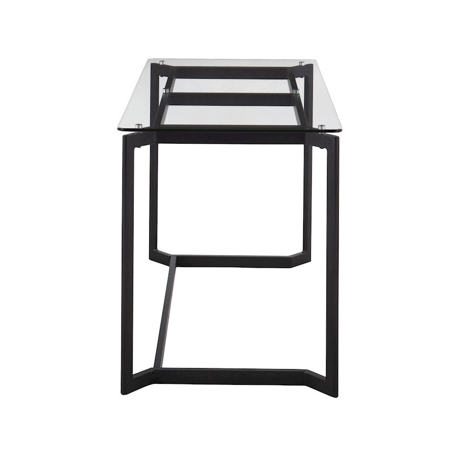 LumiSource Masters Office Desk 47in W | Modern Black Steel & Clear Glass Top | Home Office & Workspace Desk | 47 x 24 x 30 in | Model OFD-MSTRBKCL