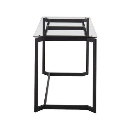 LumiSource Masters Office Desk 47in W | Modern Black Steel & Clear Glass Top | Home Office & Workspace Desk | 47 x 24 x 30 in | Model OFD-MSTRBKCL