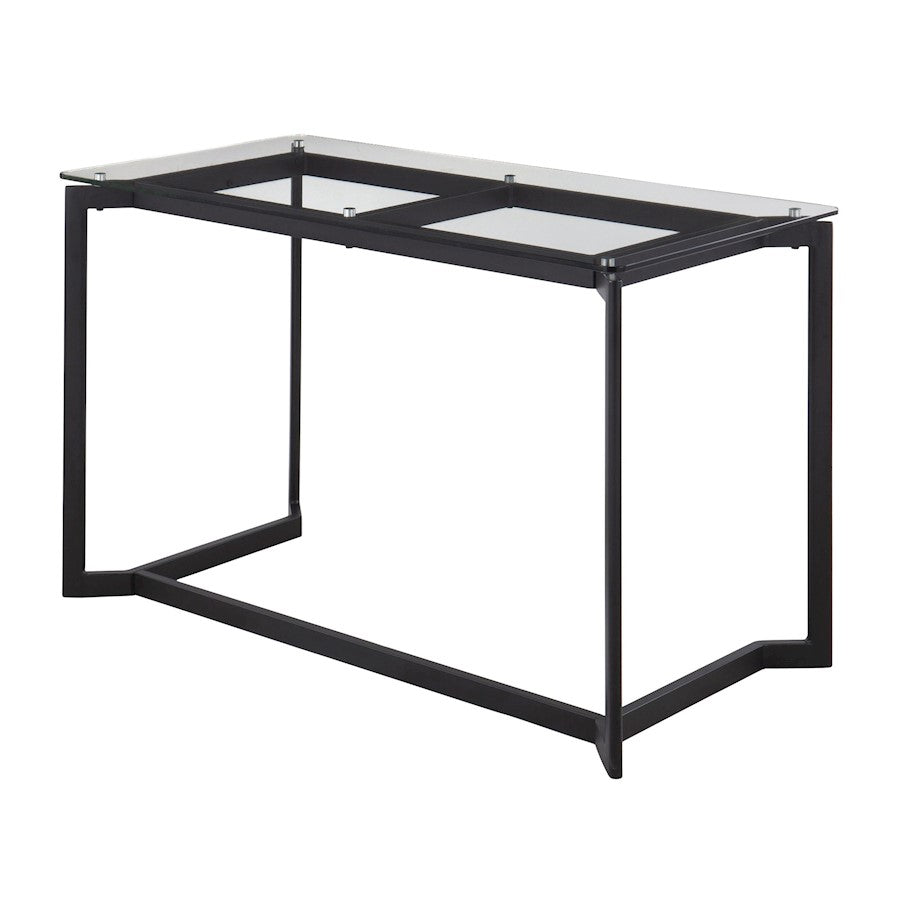 LumiSource Masters Office Desk 47in W | Modern Black Steel & Clear Glass Top | Home Office & Workspace Desk | 47 x 24 x 30 in | Model OFD-MSTRBKCL