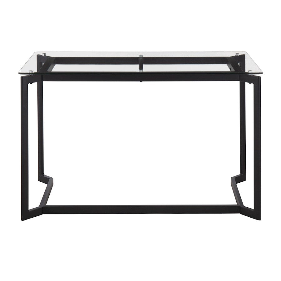 LumiSource Masters Office Desk 47in W | Modern Black Steel & Clear Glass Top | Home Office & Workspace Desk | 47 x 24 x 30 in | Model OFD-MSTRBKCL