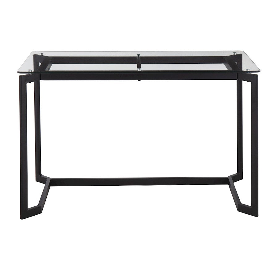 LumiSource Masters Office Desk 47in W | Modern Black Steel & Clear Glass Top | Home Office & Workspace Desk | 47 x 24 x 30 in | Model OFD-MSTRBKCL