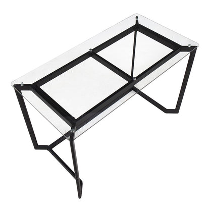 LumiSource Masters Office Desk 47in W | Modern Black Steel & Clear Glass Top | Home Office & Workspace Desk | 47 x 24 x 30 in | Model OFD-MSTRBKCL