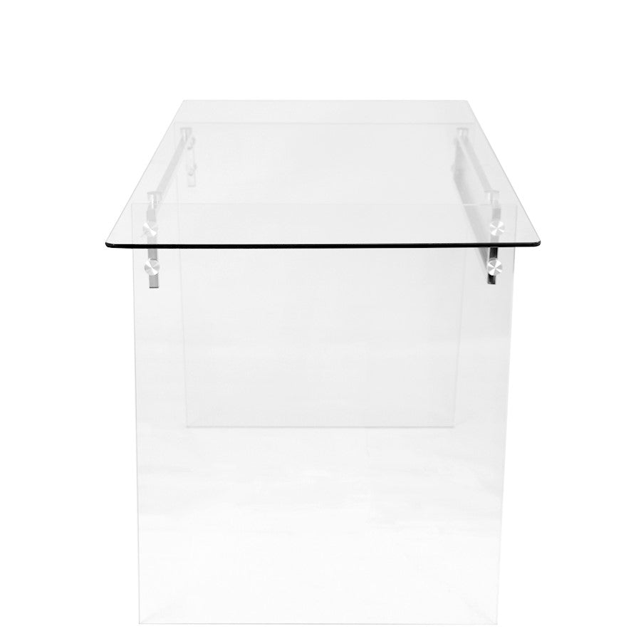 LumiSource Glacier Desk 47in Clear Tempered Glass Top | Chrome Steel Frame | Home Office & Study Desk | 47 x 26 x 30 in | Model OFD-TM-GLACE