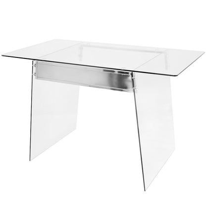 LumiSource Glacier Desk 47in Clear Tempered Glass Top | Chrome Steel Frame | Home Office & Study Desk | 47 x 26 x 30 in | Model OFD-TM-GLACE