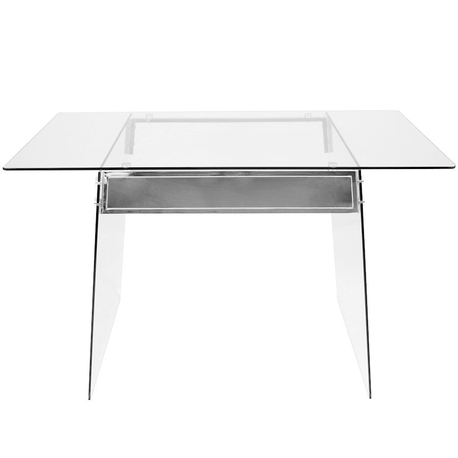 LumiSource Glacier Desk 47in Clear Tempered Glass Top | Chrome Steel Frame | Home Office & Study Desk | 47 x 26 x 30 in | Model OFD-TM-GLACE