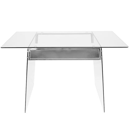 LumiSource Glacier Desk 47in Clear Tempered Glass Top | Chrome Steel Frame | Home Office & Study Desk | 47 x 26 x 30 in | Model OFD-TM-GLACE