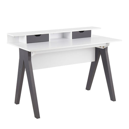 LumiSource Wishbone Desk 47in White Wood Top | Grey Wood Accents | Home Office & Study Desk | 47 x 23 x 34 in | Model OFD-WISHGYW