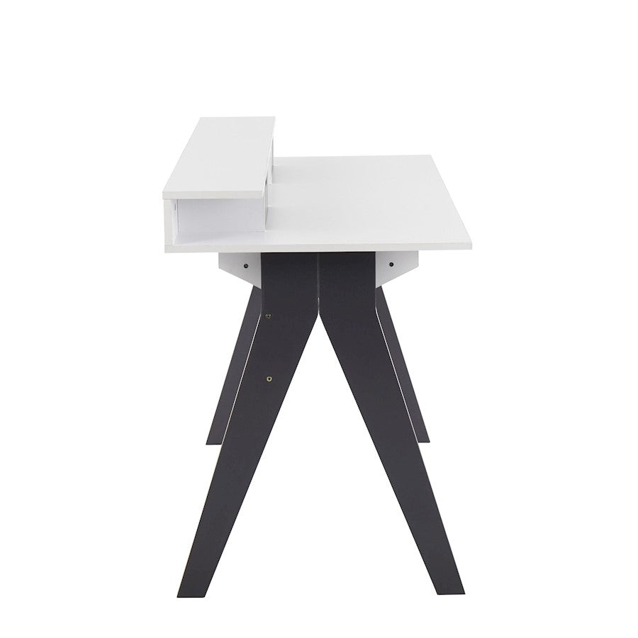 LumiSource Wishbone Desk 47in White Wood Top | Grey Wood Accents | Home Office & Study Desk | 47 x 23 x 34 in | Model OFD-WISHGYW