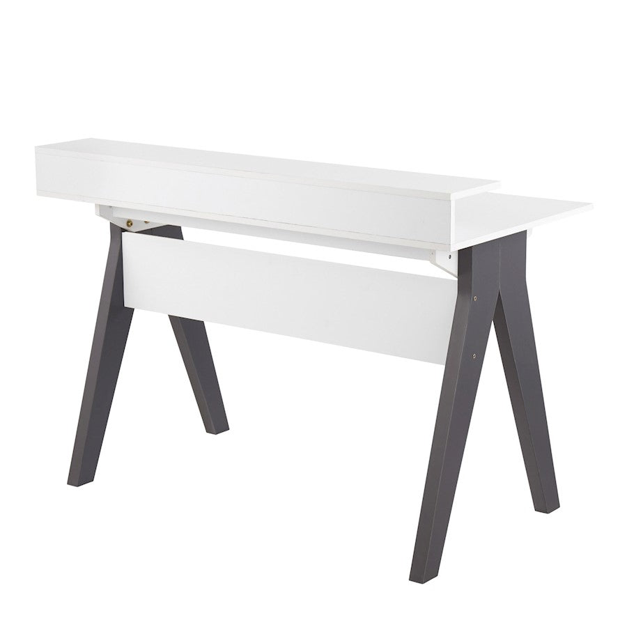 LumiSource Wishbone Desk 47in White Wood Top | Grey Wood Accents | Home Office & Study Desk | 47 x 23 x 34 in | Model OFD-WISHGYW