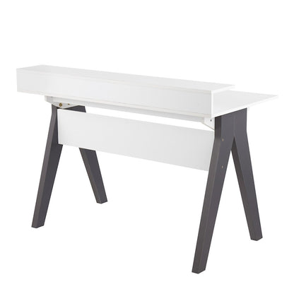 LumiSource Wishbone Desk 47in White Wood Top | Grey Wood Accents | Home Office & Study Desk | 47 x 23 x 34 in | Model OFD-WISHGYW