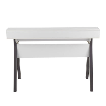 LumiSource Wishbone Desk 47in White Wood Top | Grey Wood Accents | Home Office & Study Desk | 47 x 23 x 34 in | Model OFD-WISHGYW