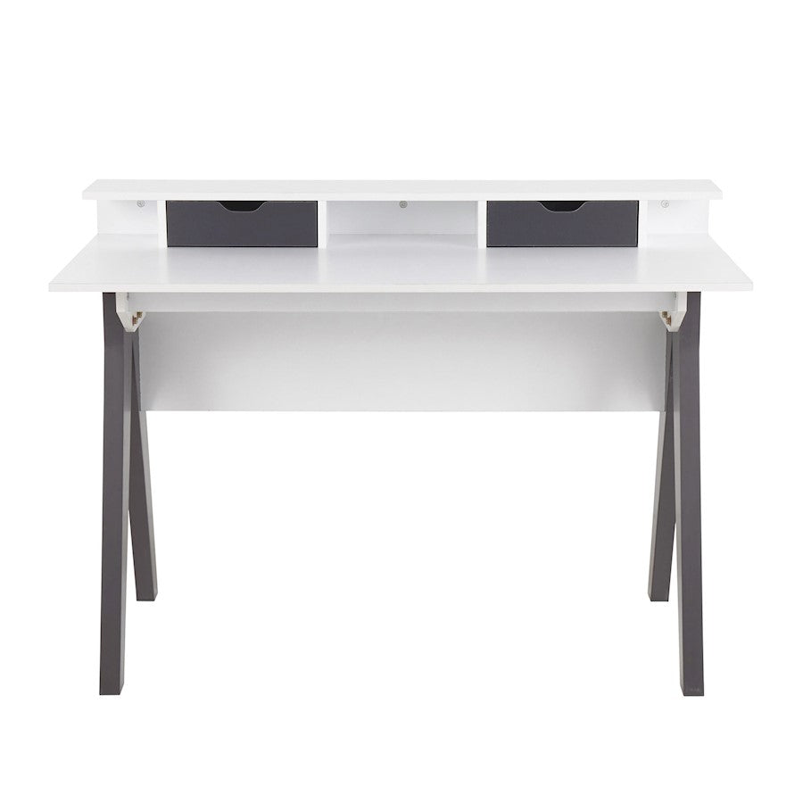 LumiSource Wishbone Desk 47in White Wood Top | Grey Wood Accents | Home Office & Study Desk | 47 x 23 x 34 in | Model OFD-WISHGYW