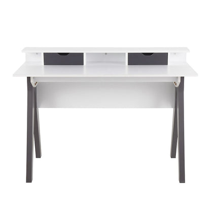 LumiSource Wishbone Desk 47in White Wood Top | Grey Wood Accents | Home Office & Study Desk | 47 x 23 x 34 in | Model OFD-WISHGYW