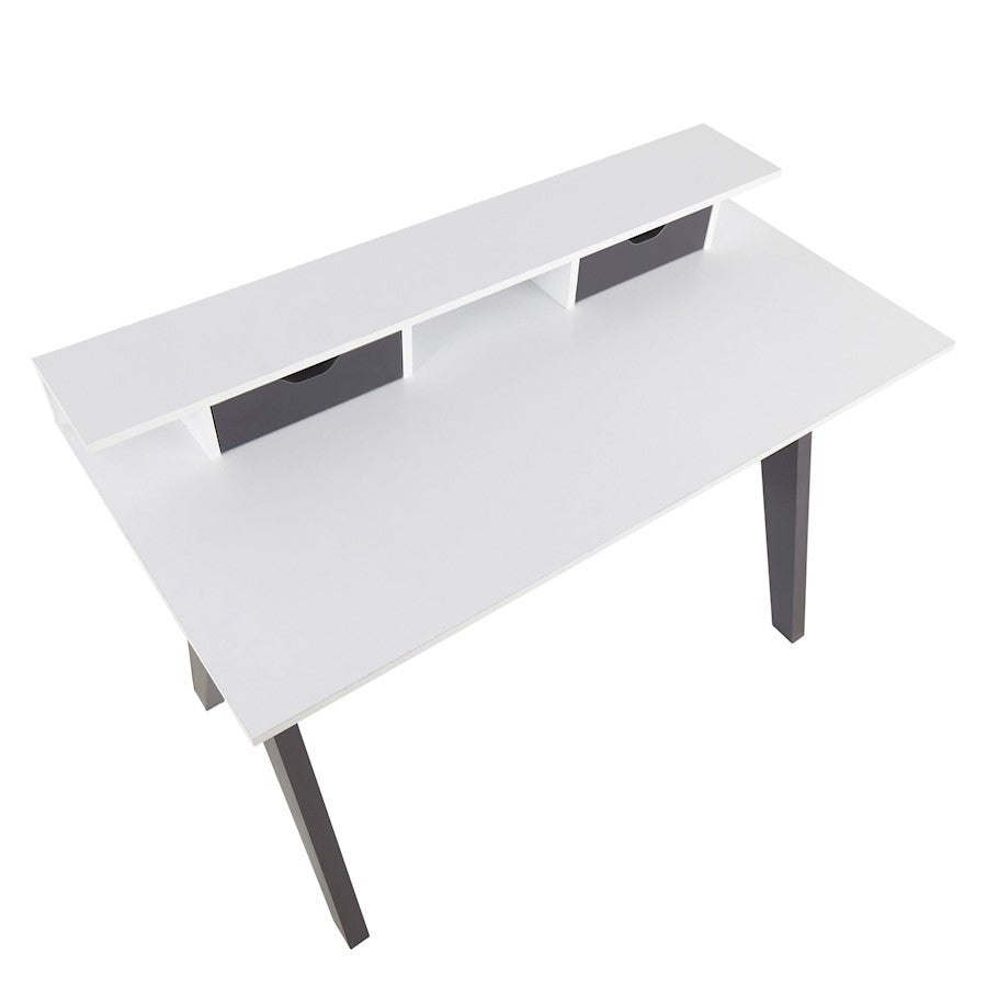 LumiSource Wishbone Desk 47in White Wood Top | Grey Wood Accents | Home Office & Study Desk | 47 x 23 x 34 in | Model OFD-WISHGYW