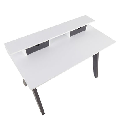 LumiSource Wishbone Desk 47in White Wood Top | Grey Wood Accents | Home Office & Study Desk | 47 x 23 x 34 in | Model OFD-WISHGYW