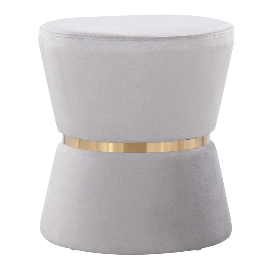 LumiSource Gemma Ottoman | Silver Velvet & Gold Metal | Living Room & Bedroom Accent Seating | 15.5 x 15.5 x 17 in | Model OT-GEMMAAUVSV