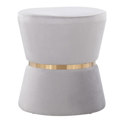 LumiSource Gemma Ottoman | Silver Velvet & Gold Metal | Living Room & Bedroom Accent Seating | 15.5 x 15.5 x 17 in | Model OT-GEMMAAUVSV