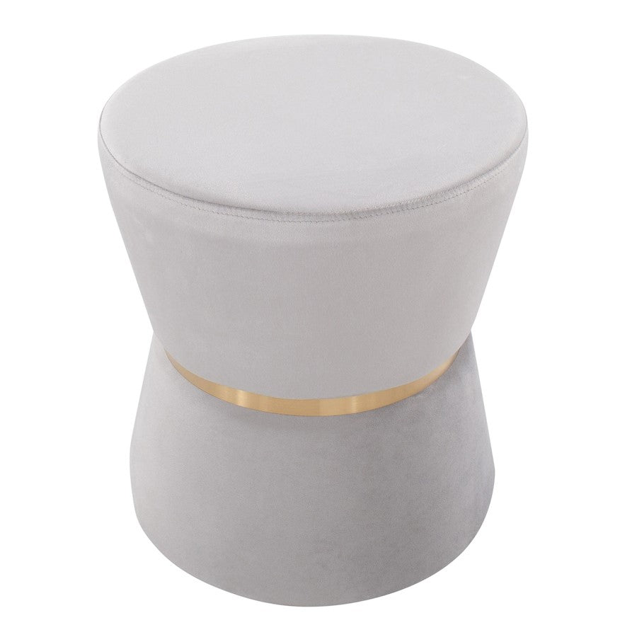 LumiSource Gemma Ottoman | Silver Velvet & Gold Metal | Living Room & Bedroom Accent Seating | 15.5 x 15.5 x 17 in | Model OT-GEMMAAUVSV