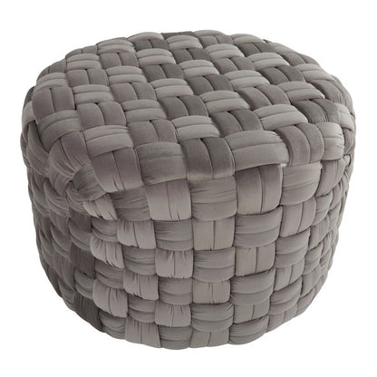LumiSource Braided Round 24in Ottoman | Dark Grey Velvet and Foam | Living Room & Bedroom Footrest | 25 x 25 x 16 in | Model OT-RNDBRD24VDGY