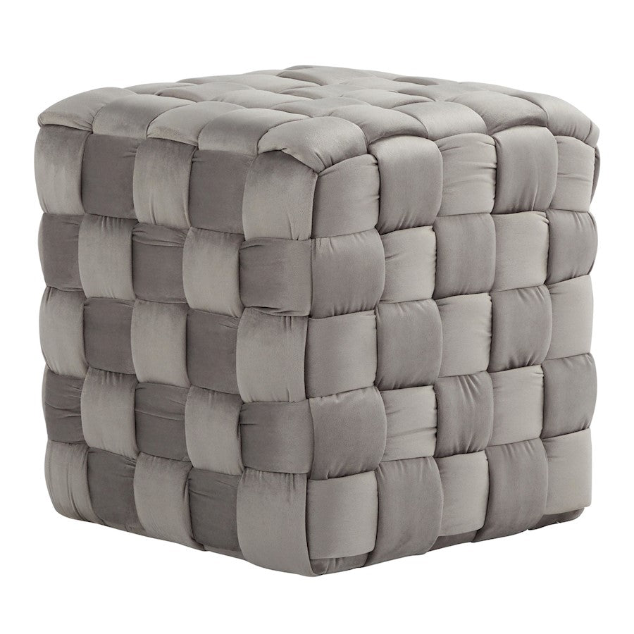 LumiSource Braided Square 16in Ottoman | Dark Grey Velvet & Foam | Living Room & Bedroom Footrest | 16.5 x 16.5 x 16.5 in | Model OT-SQBRAID16VDGY