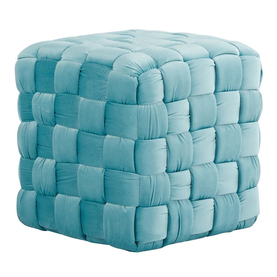 LumiSource Braided Square 16in Ottoman | Ice Blue Velvet & Foam | Living Room & Bedroom Footrest | 16.5 x 16.5 x 16.5 in | Model OT-SQBRAID16VLBU