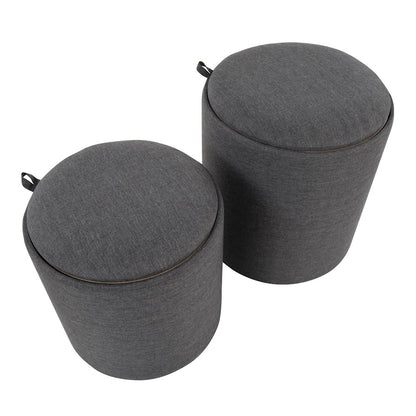 LumiSource Tray Nesting Ottoman Set | Charcoal Fabric & Natural Wood | Living Room & Bedroom Seating & Storage | 17.5in H | Model OT-TRAYNESTCHARNA
