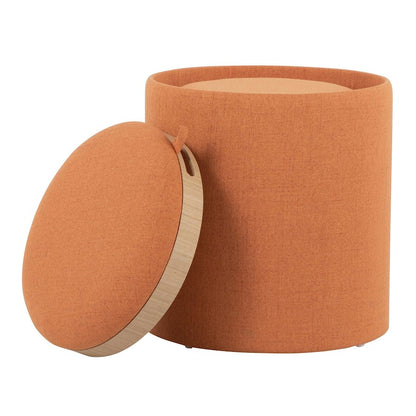 LumiSource Tray Nesting Ottoman Set | Orange Fabric and Natural Wood | Living Room & Extra Seating | 15.5 x 15.5 x 17.5 in | Model OT-TRAYNESTONA