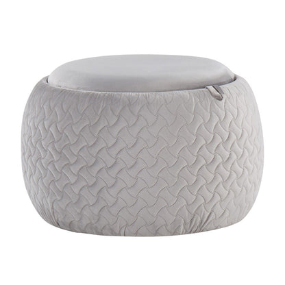 LumiSource Tray Pouf Ottoman | Silver Velvet and Natural Wood | Living Room & Extra Seating | 21.5 x 21.5 x 13.75 in | Model OT-TRAYPOUFNAVSV